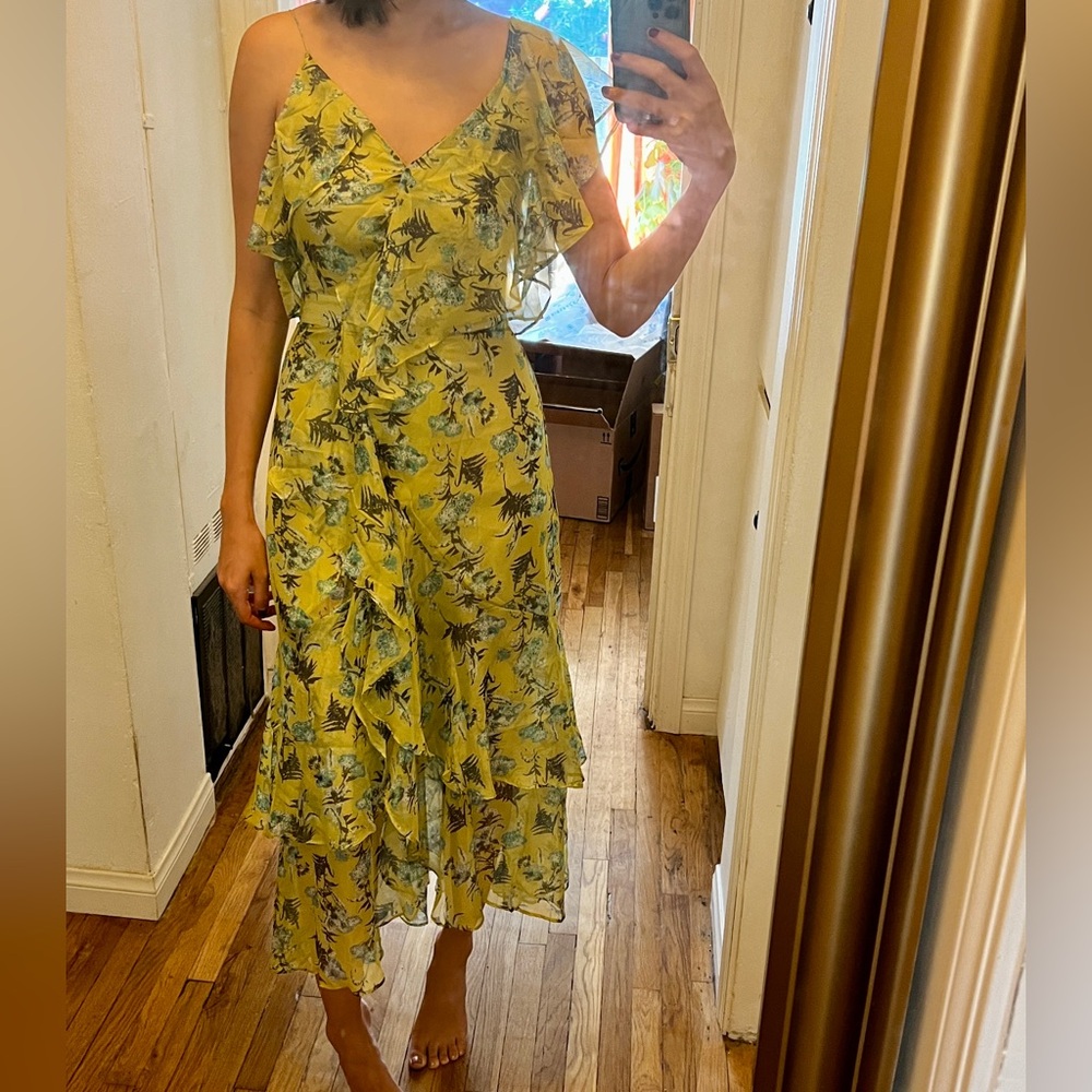 NWT green floral asymmetrical dress
